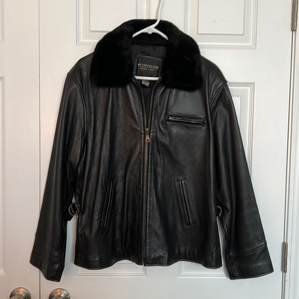 Vintage Metropolitan New York 10001 Leather Jacket with Removable Collar